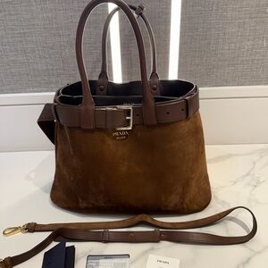 Prada Tan Leather Belted Tote